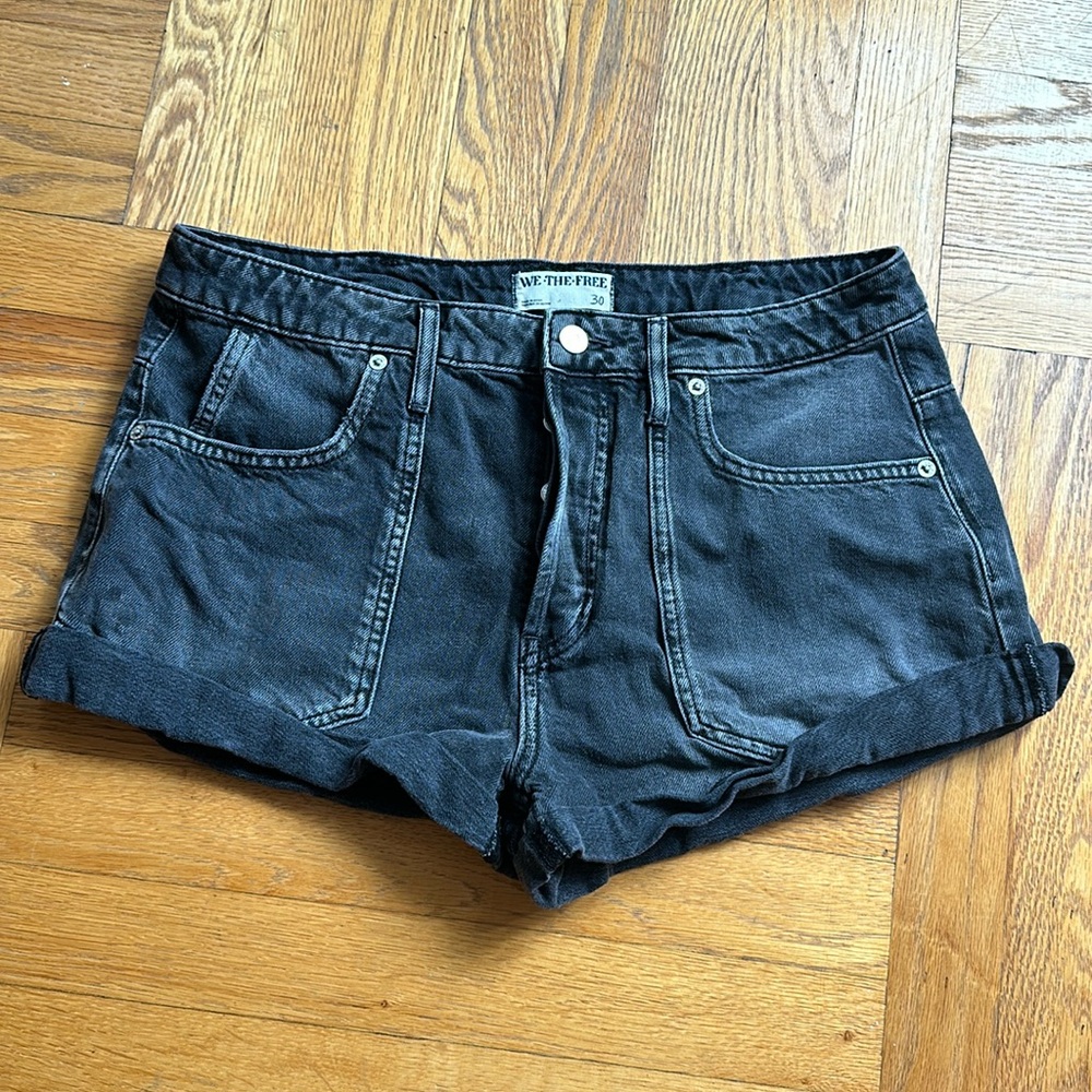 Free People Black denim shorts size 30